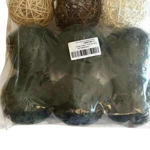 Decorative Spheres Set -Moss Twig Ball Green Brown Beige